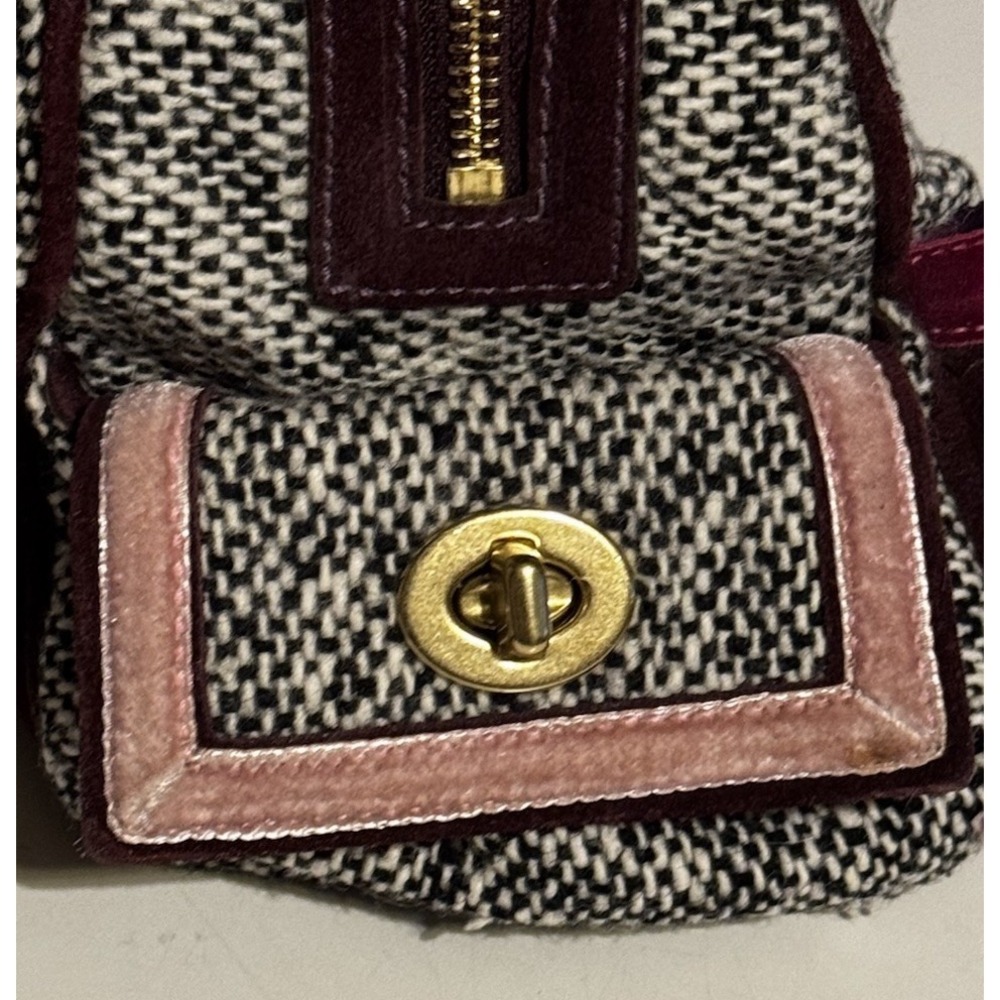 Vintage Coach Soho Tweed Satchel Swarovski Bow Turnlock 8F03 Y2K Clean Rare - Picture 4 of 8